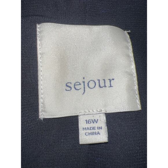 Sejour 16W Black & Blue Open Swing Jacket 100% Rayon, Fully Lined, 3/4 Sleeves - Picture 4 of 15